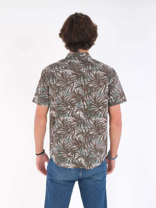 Hurley Men's Shirt Short Sleeve Cotton Floral Khaki