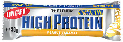 Weider High Protein Блокче с 40% Протеин & Вкус Арахисов карамел 50гр