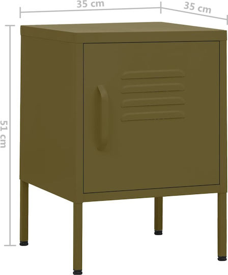 Metallic Bedside Table Λαδί 35x35x51cm