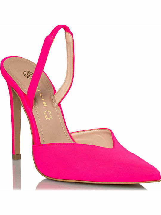 Spitze Zehe Pumps Satin Fuchsie