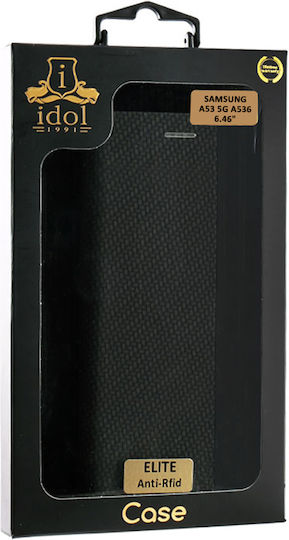 Idol 1991 Elite Anti-RFID Book Piele artificială Negru (Galaxy A53)