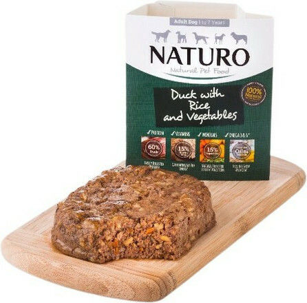 Naturo Dog Tray GF Wet Food Dogs in Pouches with Vegetables, Duck and Rice Grain-Free 400gr