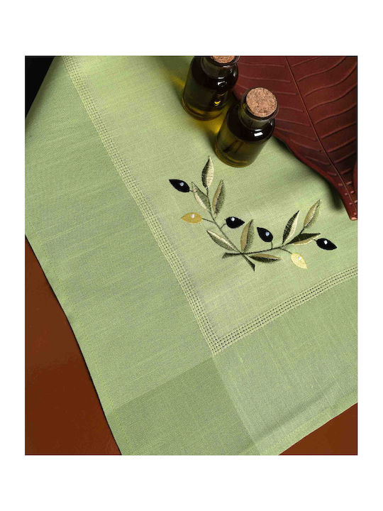 Silk Fashion Rotunda with Embroidery Bg23a Green With Yellow Olive 220x220cm