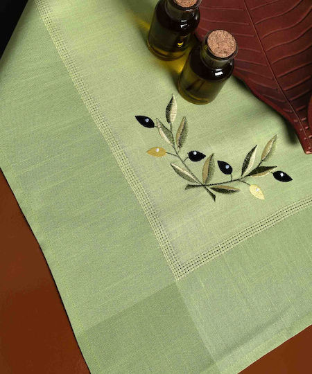 Silk Fashion Rotunda Bg23a with Embroidery Green with Yellow Olive Diameter 220cm