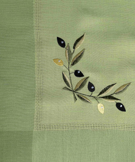 Silk Fashion Rotunda with Embroidery Bg23a Green With Yellow Olive 220x220cm