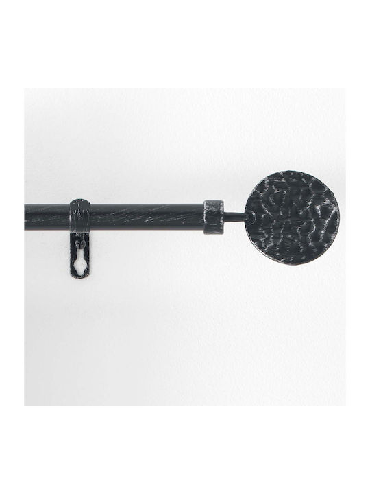 Extendable Metallic Curtain Pole Bullette Single Φ19mm 120-210cm Noir / Argent 120-210cm