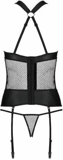 Passion Amanda Corset Eco Leather Corsete Sexy Negru