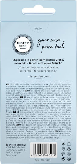 Mister Size Condoms Extra Fine Size 57mm 10pcs 57mm Thin for Natural Feeling Natural Vegan