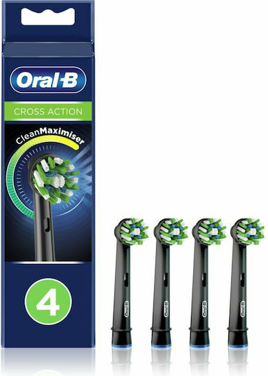 Oral-B Cross Action CleanMaximiser Rezerve Capete Periuță Dinți Electrică Ediția Neagră 4 Buc