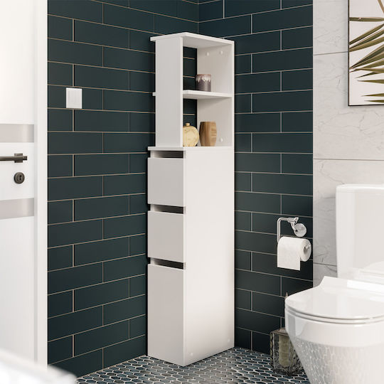 Polihome Roza Στήλη Μπάνιου Δαπέδου Μ33xΒ20xΥ136cm Λευκή