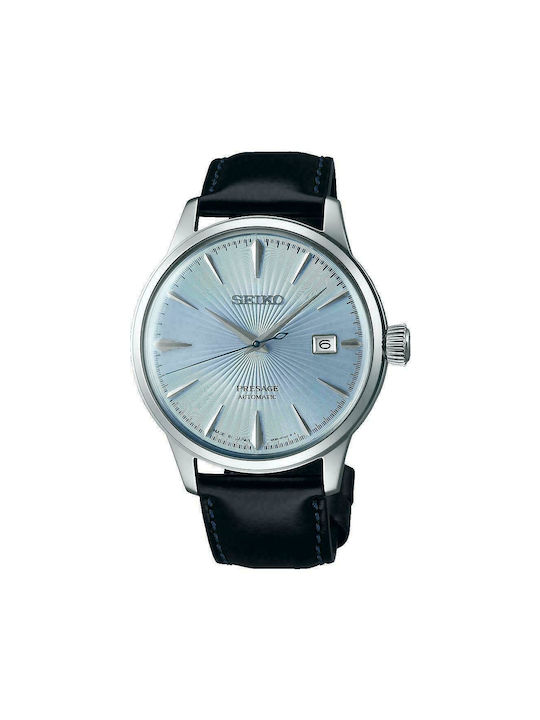 Seiko Presage Basic Line Ανδρικό Ρολόι 40mm Αυτόματο με Μαύρο Δερμάτινο Λουράκι
