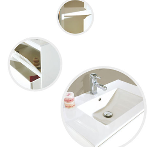 Pro Bagno Οίμη 910A Waschtisch mit Waschbecken & Spiegel mit Licht L75xB46xH83cm Weiß