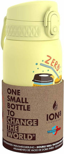 Ion8 Kinderflasche Thermos Kunststoff mit Strohhalm Auslaufsicher Gelb 400ml
