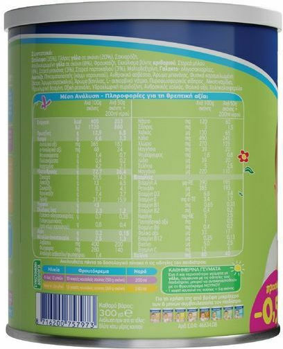 NOUNOU Fruit puree Wheat Flour 3 Fruits & Milk with Flavor from Wheat Flour, 3 Fruits & Milk 300gr for 6+ Months