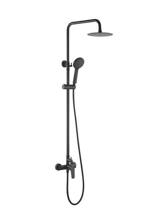 Imex Belgica Adjustable Shower Column with Mixer 95-132cm Black