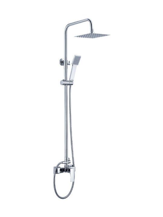Imex Bali Ρυθμιζόμενη Στήλη Ντουζ με Μπαταρία 98-140cm Ασημί