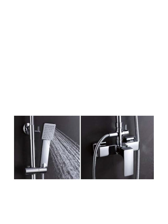 Imex Bali Ρυθμιζόμενη Στήλη Ντουζ με Μπαταρία 98-140cm Ασημί
