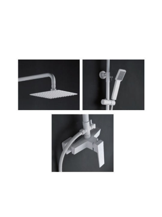 Imex Art Adjustable Shower Column with Bathtub Mixer 93.5-130cm White