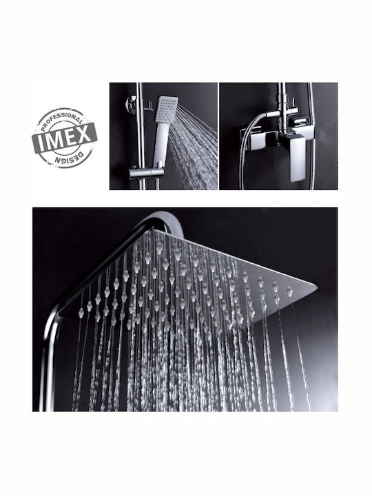 Imex Bali Ρυθμιζόμενη Στήλη Ντουζ με Μπαταρία 98-140cm Ασημί