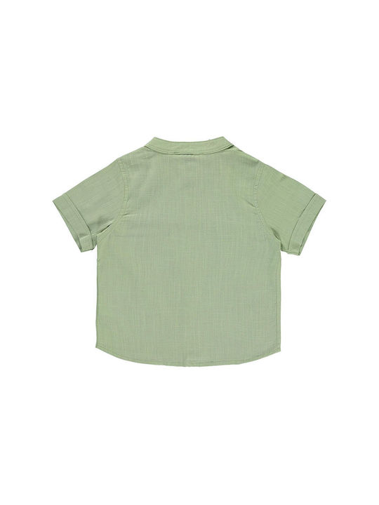 Children's linen shirt green for boys
