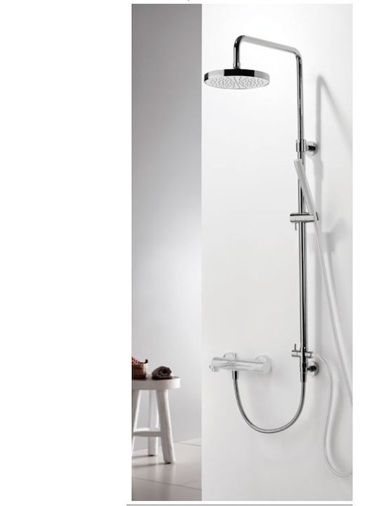 Eurorama 51400R Adjustable Shower Column with Bathtub Mixer 84-144cm Silver