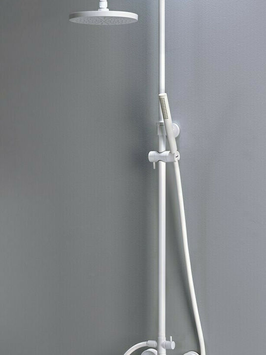 Armando Vicario Slim Adjustable Shower Column without Mixer 83-144cm White