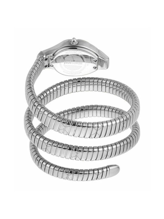 Just Cavalli Glam Chic Snake Watch with Metal Bracelet Silver