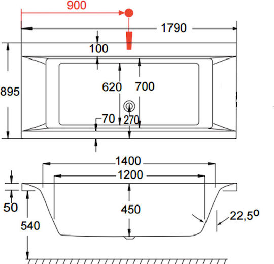 Carron Bathrooms Haiku CRN Μπανιέρα Ακρυλική με Υδρομασάζ 180x90cm
