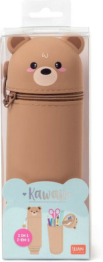 Legami Milano Bear Pencil Case Silicone Brown