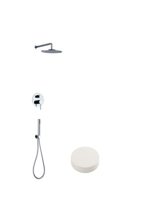 Sphera Artist Built-in Mixer, Hand Shower & Shower Head Set for Shower 2 Exits White Matt