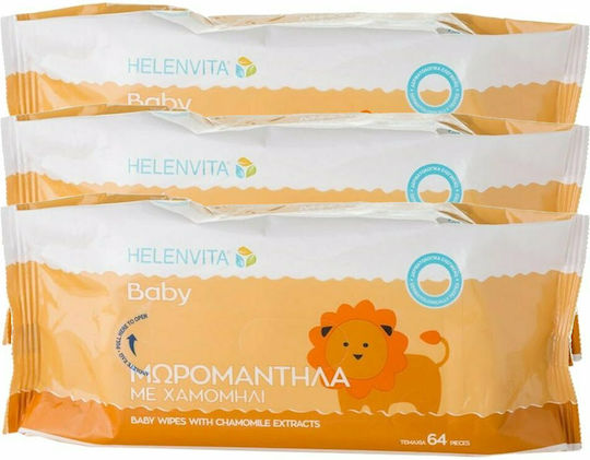 Helenvita Baby with Chamomile Baby Wipes without Alcohol & Parabens 3x64pcs