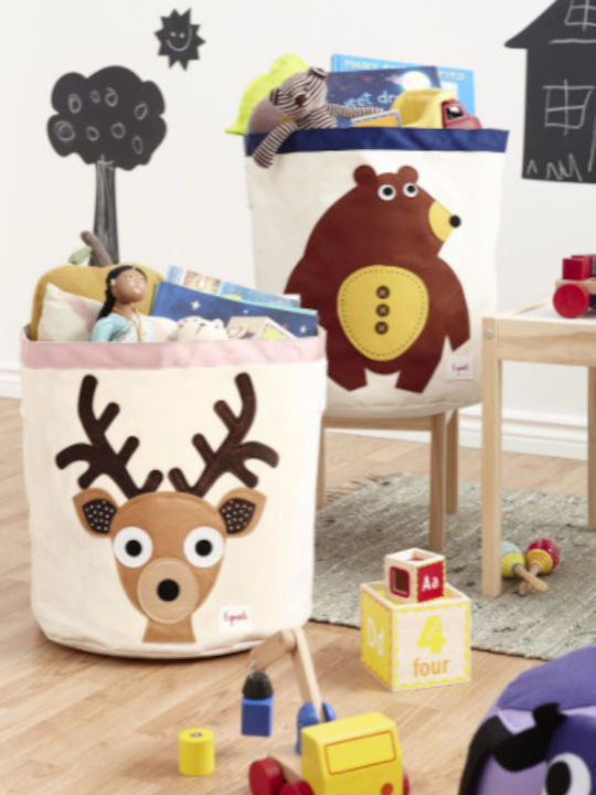 3 Sprouts Παιδικό Καλάθι Αποθήκευσης από Ύφασμα Deer Καφέ 43x43x45cm