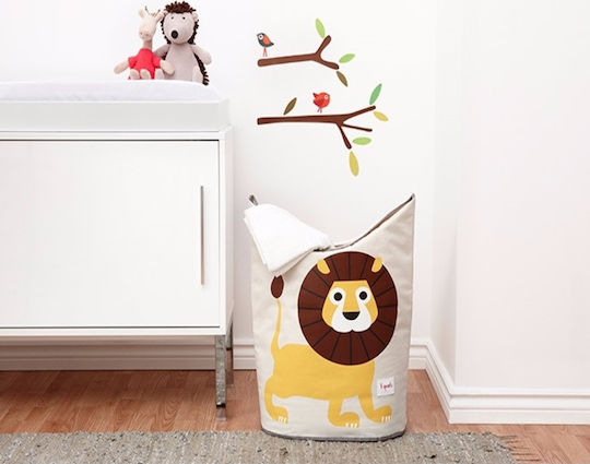3 Sprouts Παιδικό Καλάθι Απλύτων από Ύφασμα Lion Κίτρινο 50x29x57cm