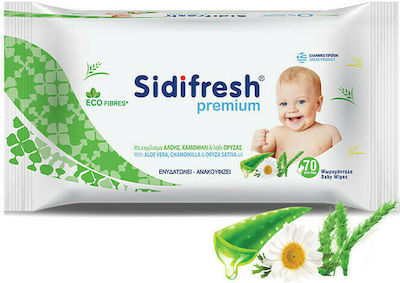 Sidiline Premium Baby Wipes without Alcohol & Parabens with Chamomile & Aloe Vera 70pcs