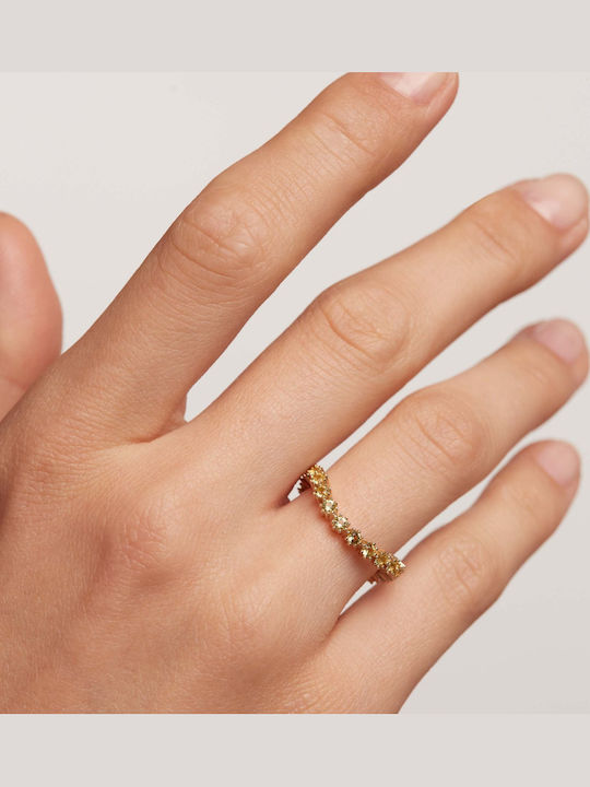 P D Paola Motion Damen Ring Vollring mit Zirkonia Vergoldet
