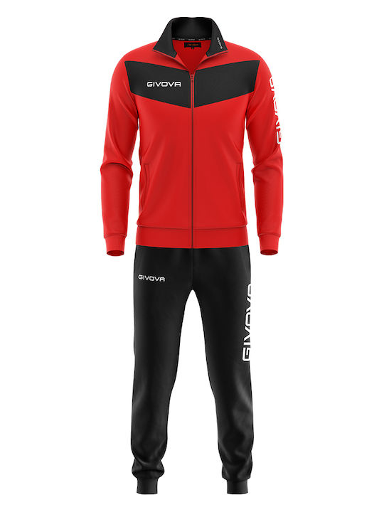 Visa Football Tracksuit Glossy with Elastic Red