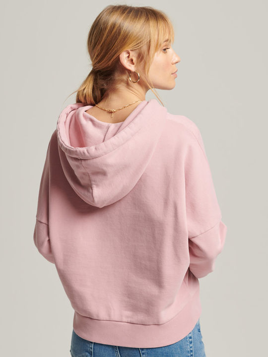 Superdry Ovin Vintage Γυναικείο Φούτερ με Κουκούλα Soft Pink