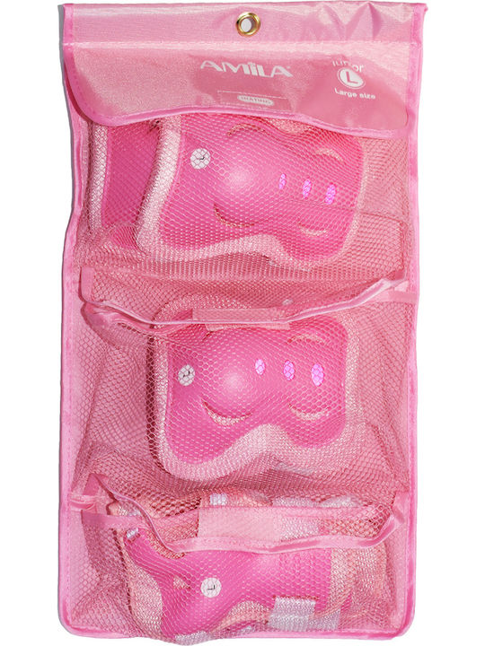 AMILA Children's Protective Gear Set for Rollers Pink Large