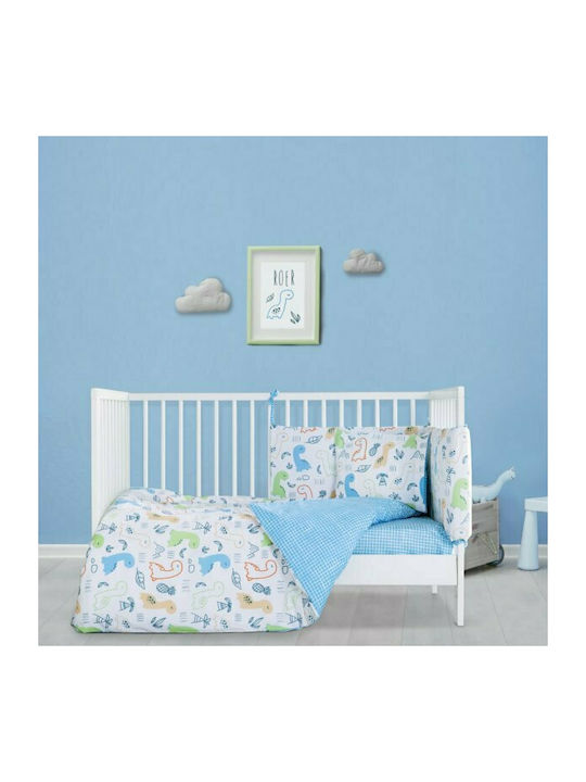Kocoon Cotton Baby Quilt Dino Roer 110x150cm Light Blue