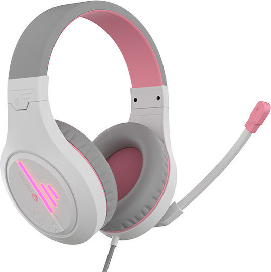 Meetion HP021 Over Ear Gaming Headset with Connection 3.5mm / USB White/Pink