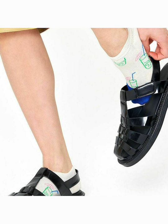 Happy Socks Lemonade Γυναικείες Κάλτσες με Σχέδια Λευκές