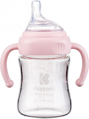 Kikka Boo Glass Bottle Anti-Colic with Silicone Nipple for 3+ months Pink 180ml 1pcs