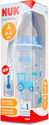 Nuk Sticlă de Plastic pentru Bebeluși First Choice Plus Anti-Colici cu Tetină de Cauciuc pentru 0-6 luni Blue Tractor 300ml 1buc 10.741.939