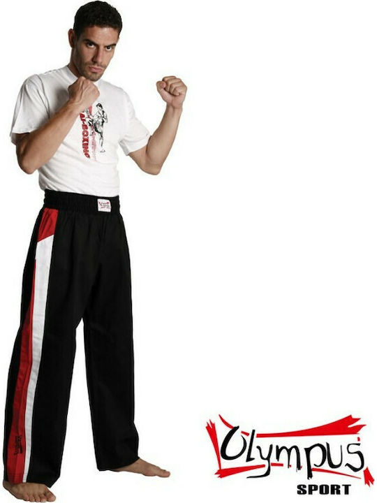 Olympus Sport Trousers Cotton Black Ενηλίκων / Παιδικό Παντελόνι Kick Boxing Λευκό