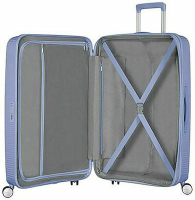 American Tourister Soundbox Spinner Expandable Mittlerer Reisekoffer Hartschale Lila mit 4 Räder Höhe 67cm