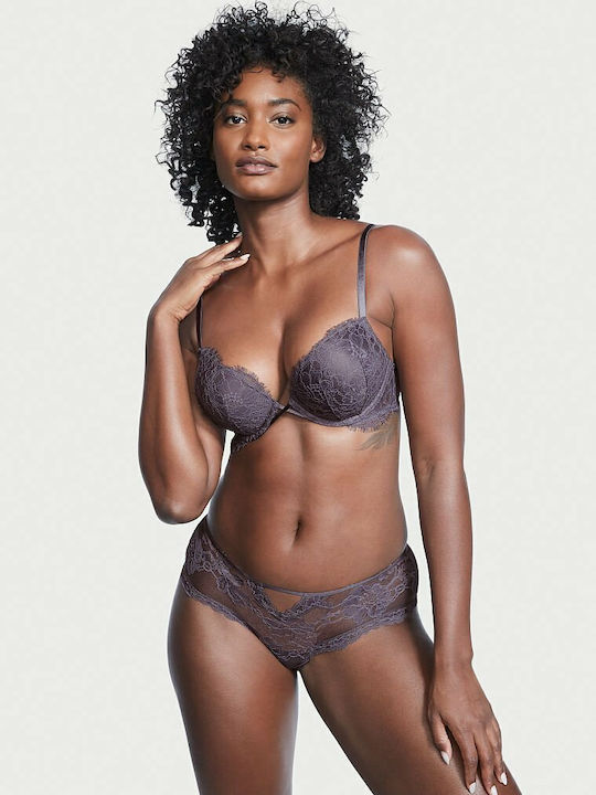 Damen Slip mit Spitze Gray