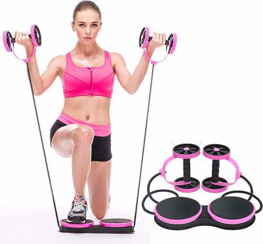 Multifunction ASL-186 Abdominal Trainer Pink with Resistance Bands