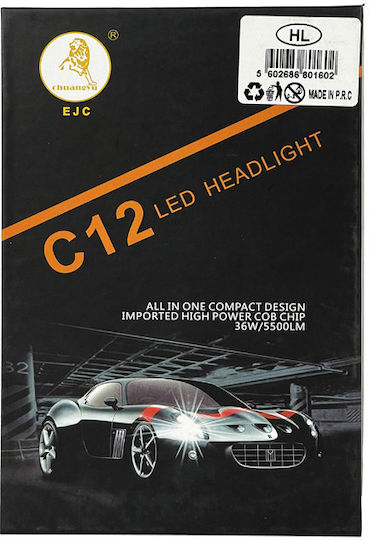 Auto Gs Λάμπες Αυτοκινήτου H7 LED 6000K Ψυχρό Λευκό 12-24V 36W 2τμχ