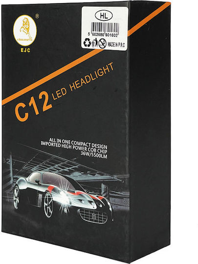 Auto Gs Λάμπες Αυτοκινήτου H7 LED 6000K Ψυχρό Λευκό 12-24V 36W 2τμχ