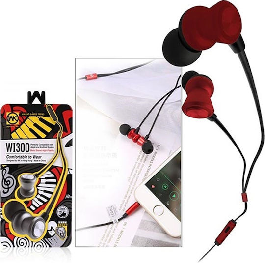 WK Wi-300 In-ear Handsfree με Βύσμα 3.5mm Κόκκινο